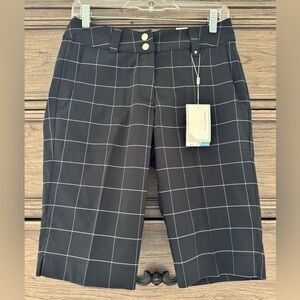 NEW Nike Dri-Fit Golf Shorts NWT Women's Black White Plaid Small Ladies Bermuda